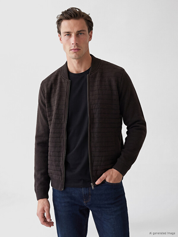 LCWAIKIKI Classic Cardigan tricotat pentru bărbați Regular Fit cu guler baseball