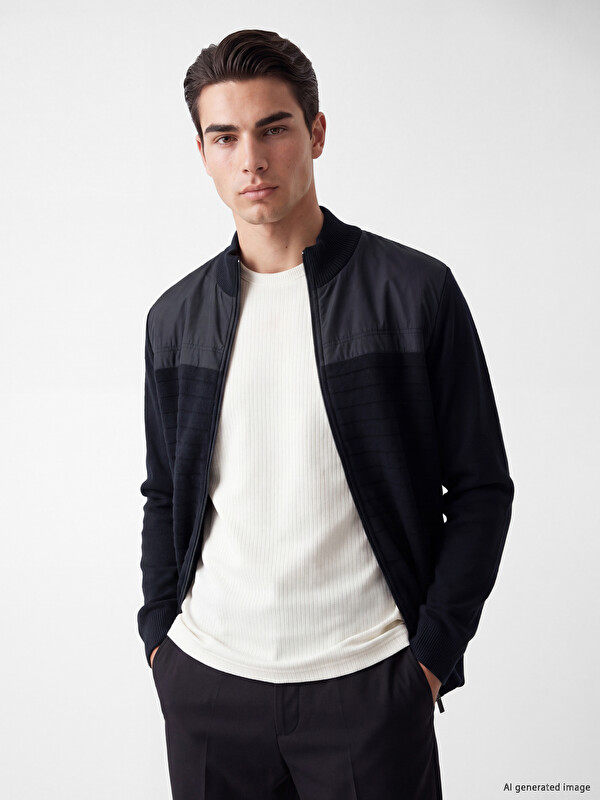 LCWAIKIKI Classic Regular Fit Dik Yaka Erkek Triko Hırka