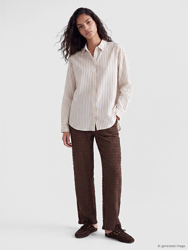 XSIDE Elastic Waist Textured Women's Trousers