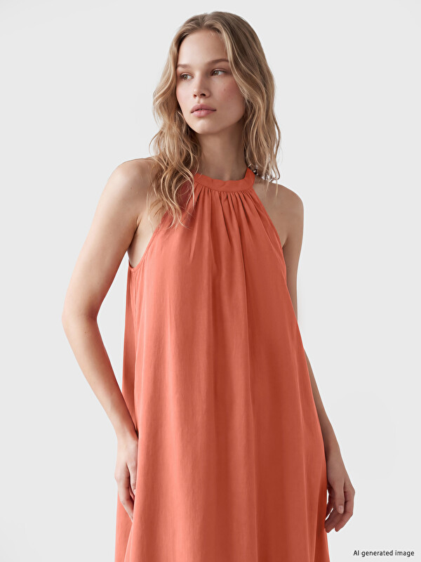 LCW Vision Halter Neck A Form Long Dress