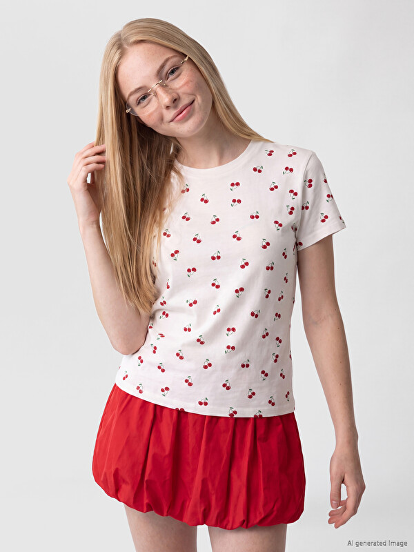 XSIDE Printed %100 Cotton Women's T-Shirt