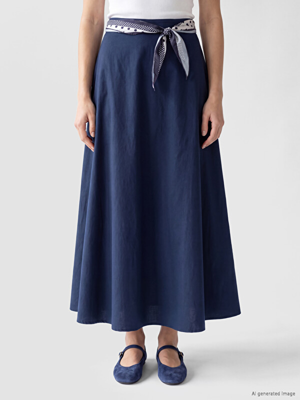 LCW Modest Fular Detaylı Kloş Etek