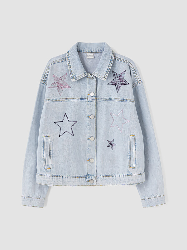 LCW Kids Taşlı Kız Çocuk Jean Ceket