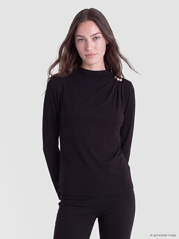 LCW Modest Woman Black Blouse