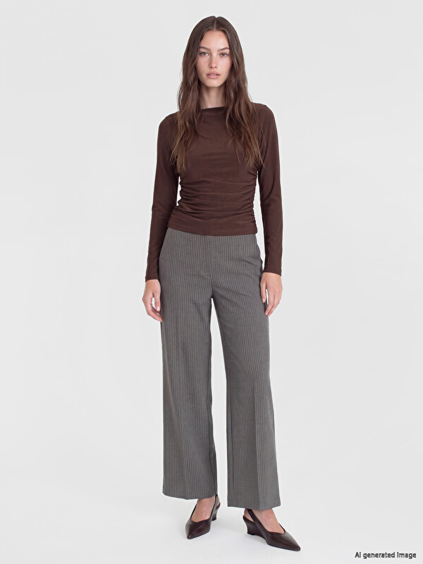 LCW Modest Striped Wide Leg Women's Trousers