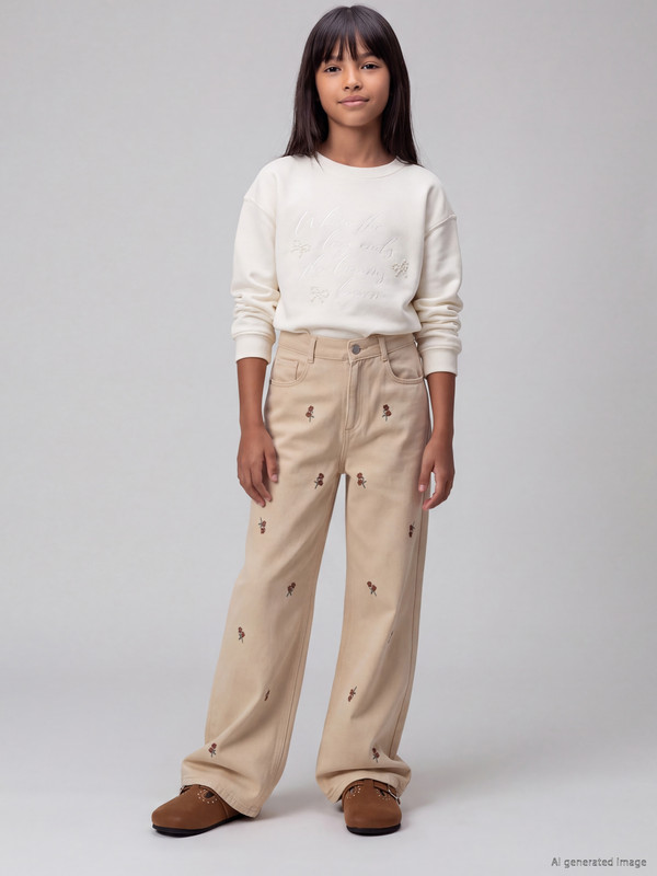 LCW Kids Wideleg Girls' Gabardine Trousers