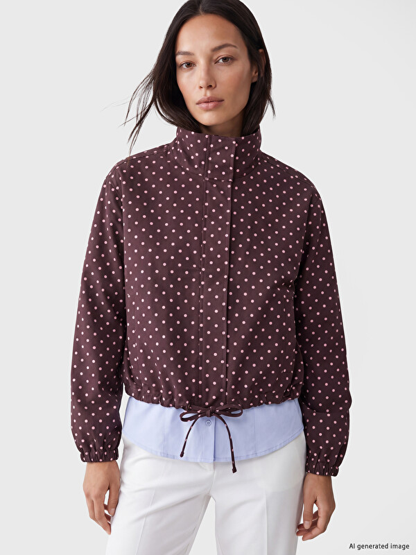 LCW EVERYDAY Mock Neck Polka Dot Oversize Women's Coat