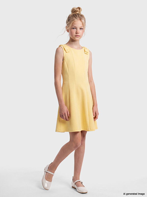 LCW Kids Fiyonk Detaylı Kız Çocuk Elbise