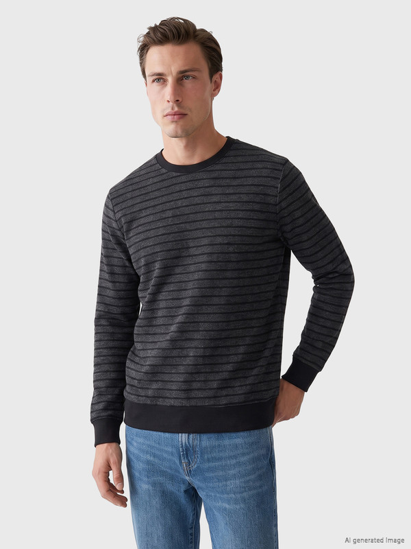 LCWAIKIKI Classic Crew Neck Striped Men's Sweatshirt