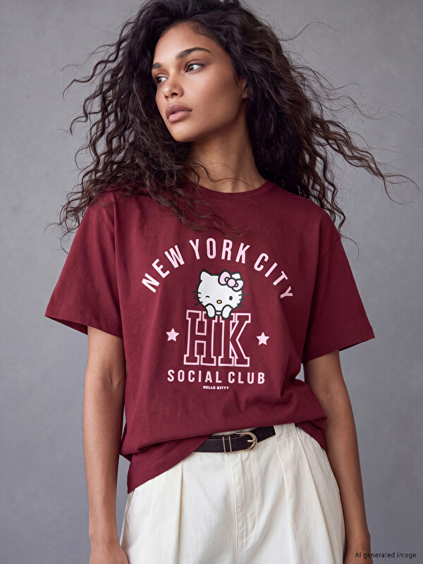 XSIDE Hello Kitty Printed 100% Cotton Women's T-Shirt