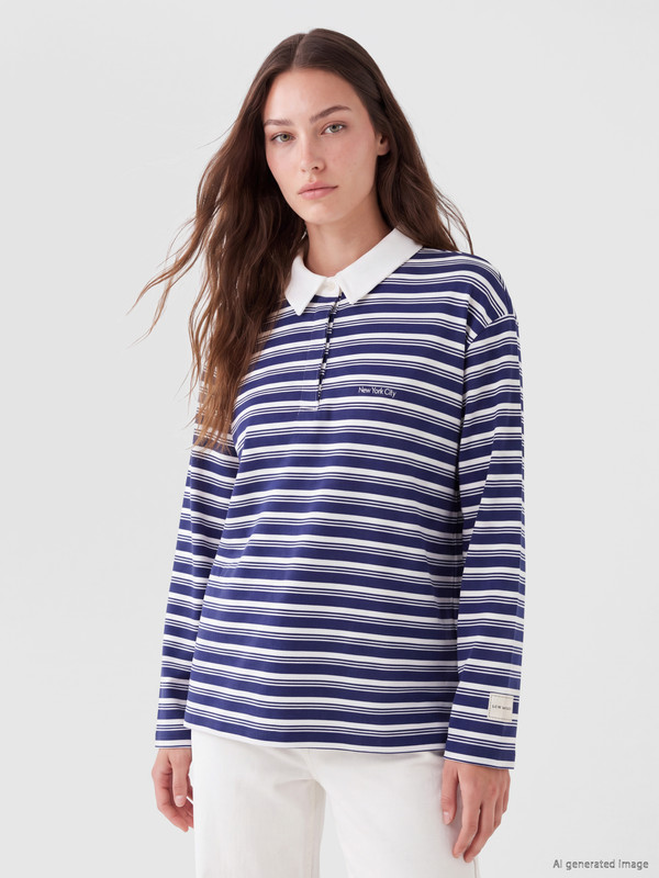 LCW Modest Polo Collar Striped Women's Sweatshirt Tunic