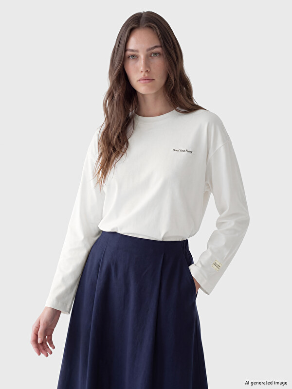 LCW Modest Baskılı Oversize Kadın Sweatshirt Tunik