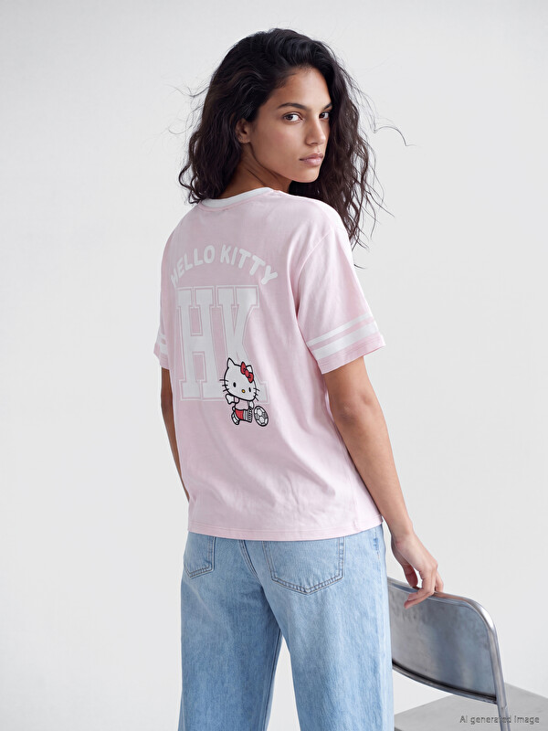 XSIDE Hello Kitty Baskılı % 100 Pamuklu Kadın Tişört