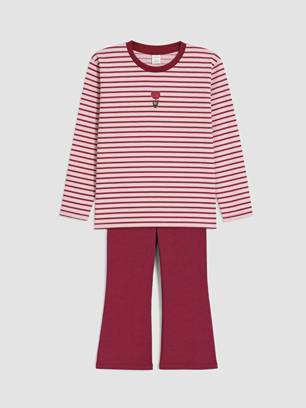 LCW Kids Crew Neck Striped Girls' Set