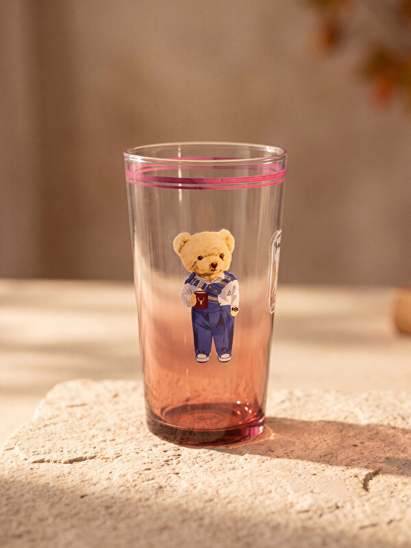 LCW HOME Bear Teddy Printed Glass Water Glass 550 ml
