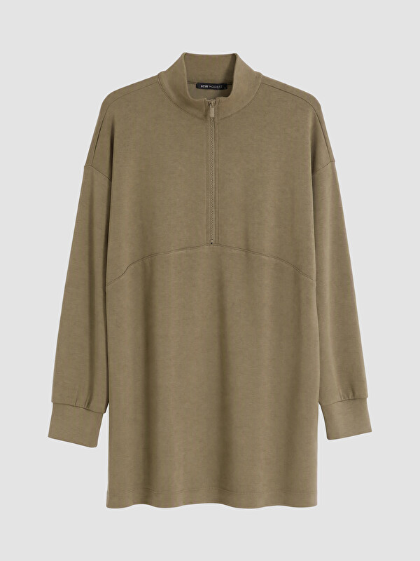 LCW Modest Dik Yaka Soft Touch Kadın Sweatshirt Tunik