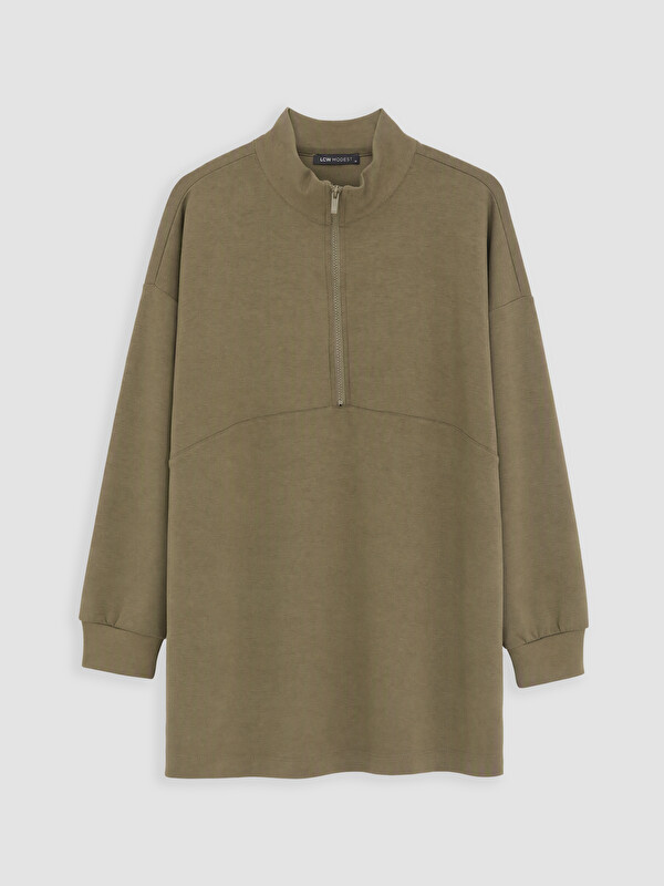 LCW Modest Mock Neck Soft Touch Women's Sweatshirt Tunic