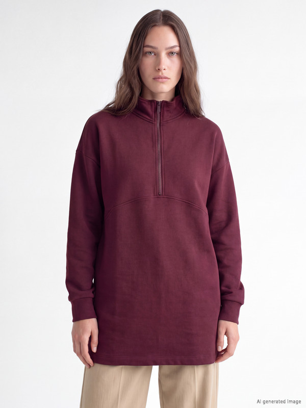 LCW Modest Mock Neck Soft Touch Women's Sweatshirt Tunic