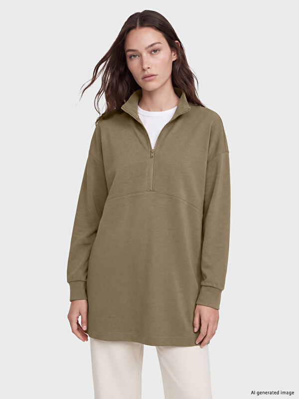 LCW Modest Mock Neck Soft Touch Women's Sweatshirt Tunic