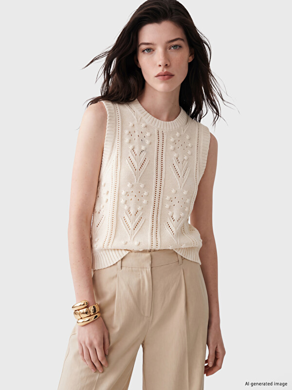 LCW Comfort Crew Neck Open-Knit Women's Knitwear Sweater Vest