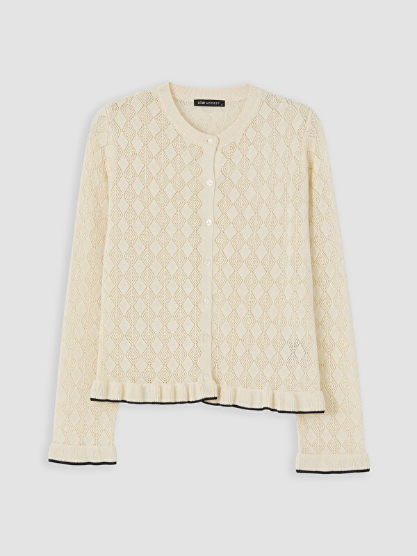 LCW Modest Crew Neck Open-Knit Women's Knitwear Cardigan