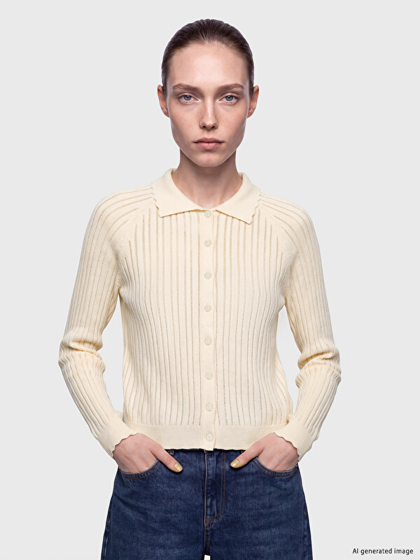 LCW Modest Polo Collar Women's Knitwear Cardigan