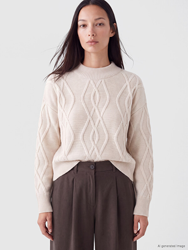 LCWAIKIKI Classic Pulovër triko oversize me model argjilë për gra