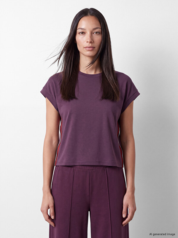 LCW EVERYDAY Strip Detailed Soft Touch Oversize Women's T-Shirt