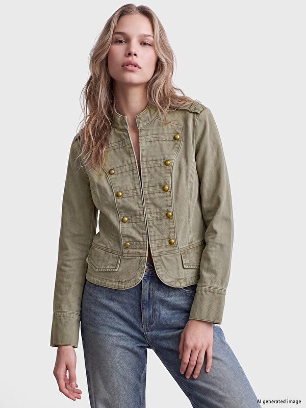 LCW Vision Decorated Buttoned Women's Jean Jacket