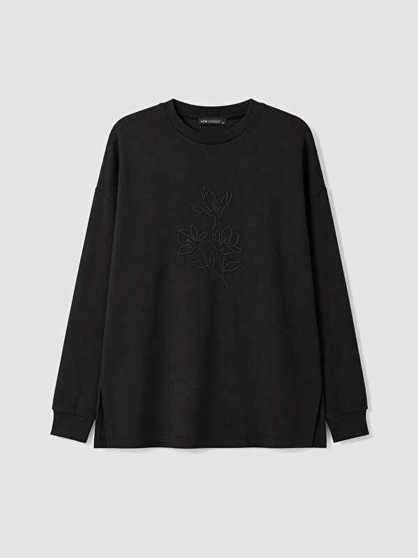 LCW Modest Nakışlı Soft Touch Kadın Sweatshirt Tunik