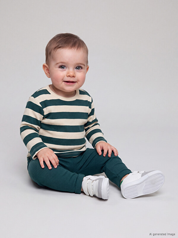 LCW baby Çizgili Erkek Bebek Sweatshirt ve Tayt