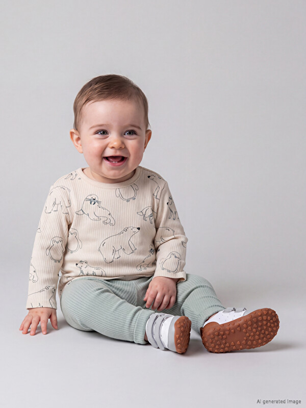 LCW baby Desenli Erkek Bebek Tişört ve Tayt