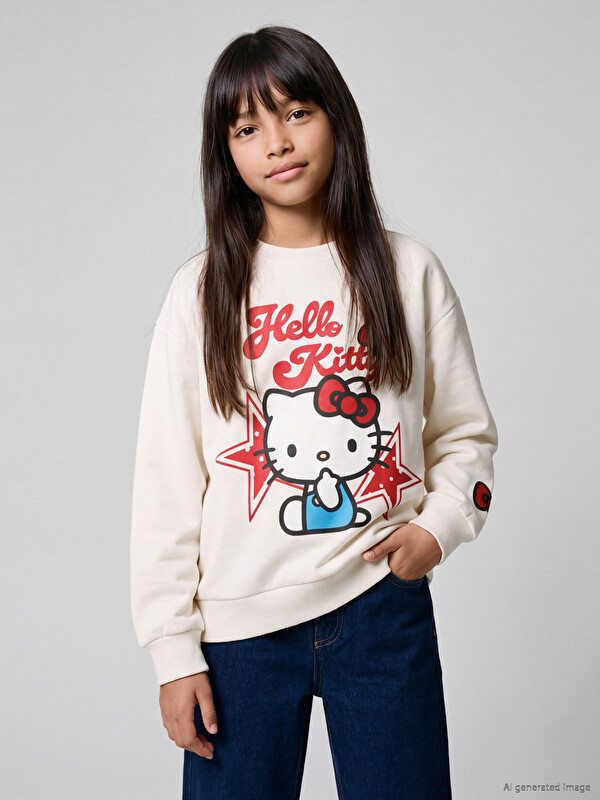 LCW Kids Дебел суитчър с щампа Hello Kitty за момичета