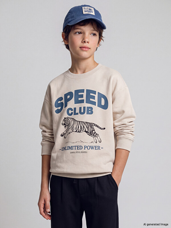 LCW Kids Baskılı Erkek Çocuk Kalın Sweatshirt