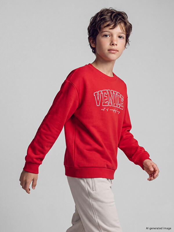 LCW Kids Baskılı Erkek Çocuk Kalın Sweatshirt