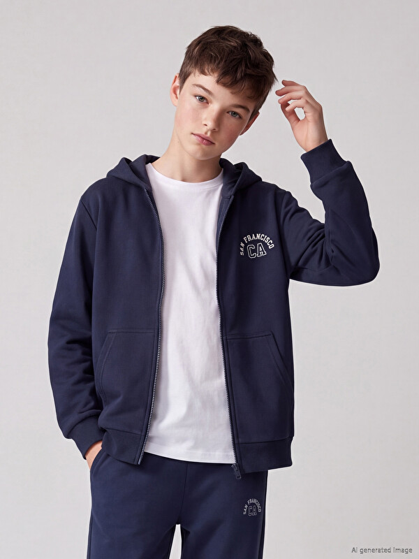 LCW Kids Printed Boys' Thick Zippered Sweatshirt