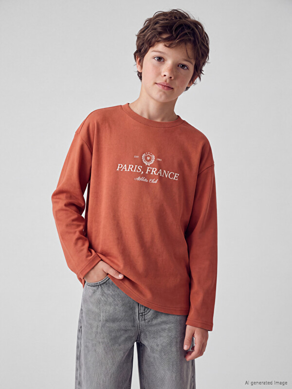 LCW Kids Crew Neck Paris Printed Boys' T-Shirt