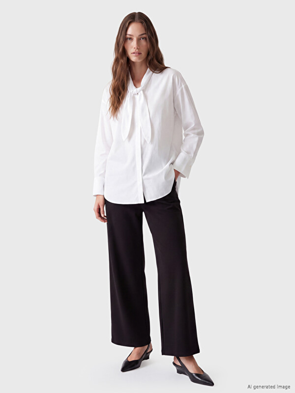 LCW Modest Scarf Collar Women's Shirt Tunic