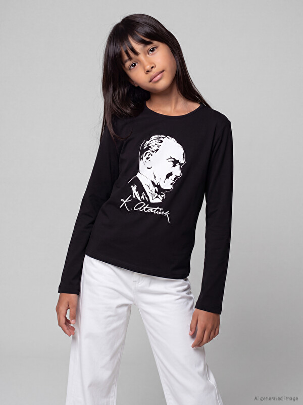 LCW Kids Atatürk Printed Girls' T-Shirt