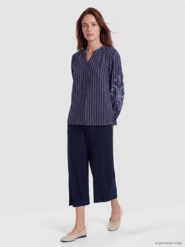 LCW Grace Elastic Waist Wide Leg Women's Capri