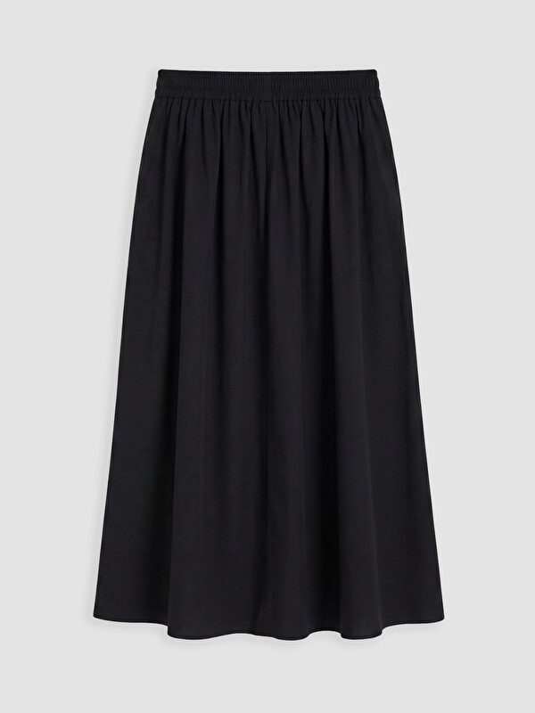 Natuvera Beli Lastikli Poplin Kloş Etek