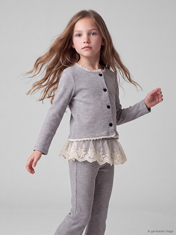 LCW Kids Crew Neck Girls' Cardigan