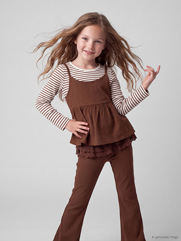 LCW Kids Crew Neck Striped Girl T-shirt