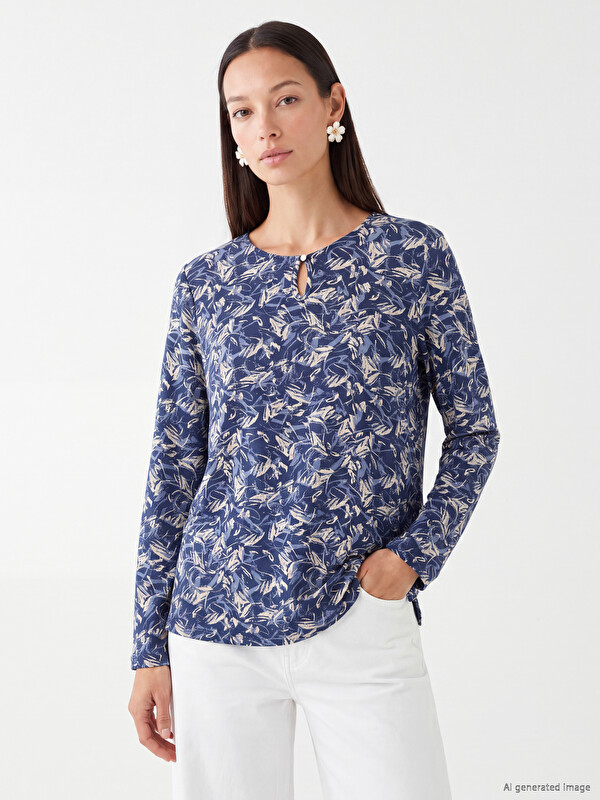 LC WAIKIKI Crew Neck Patterned Blouse