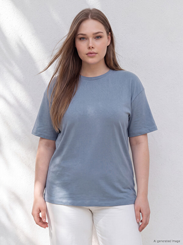 LCW Curve Plus Size %100 Cotton Women's T-Shirt