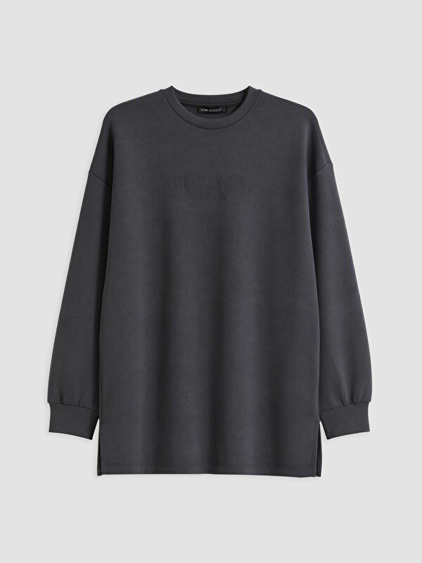 LCW Modest Embroidered Soft Touch Women's Sweatshirt Tunic