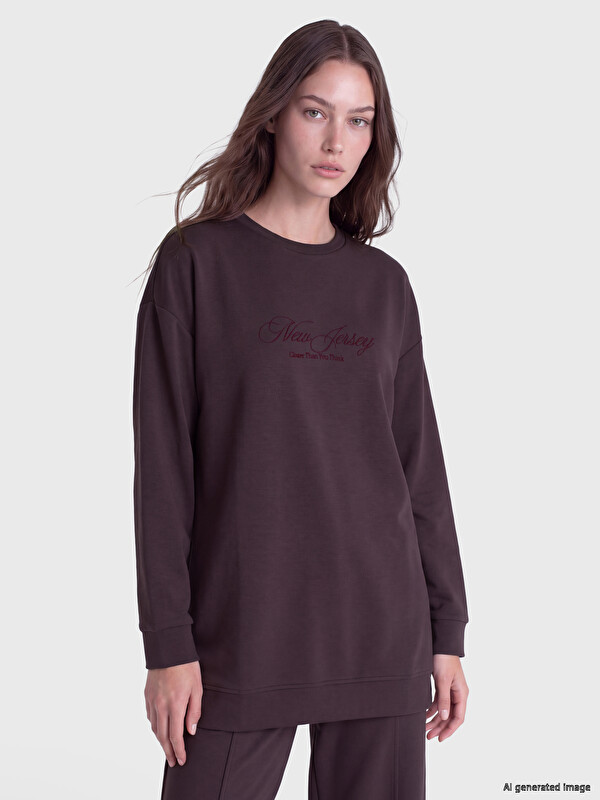 LCW Modest Ženska dukserica tunika sa vezom i mekim dodirom