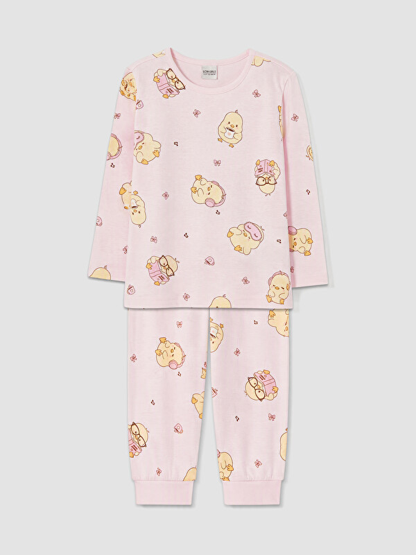LCW Kids Civciv Baskılı Kız Çocuk Pijama Takım
