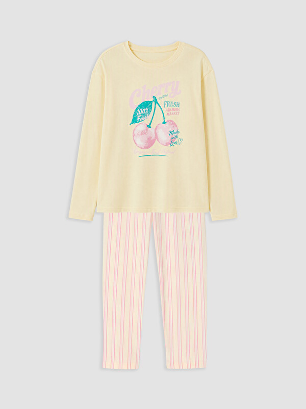 LCW Kids Crew Neck Girls' Pyjamas Set