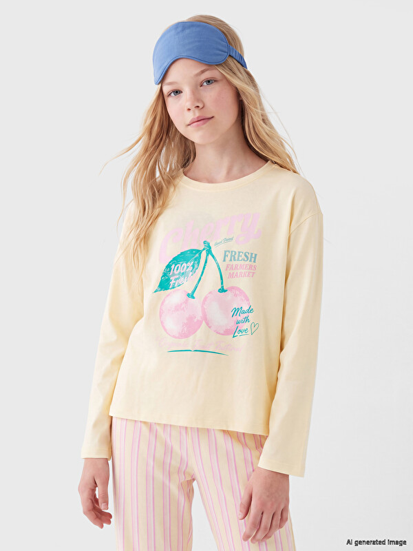 LCW Kids Crew Neck Girls' Pyjamas Set